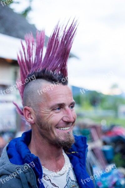 Iroquois Punk Mohawk Purple Hair Style