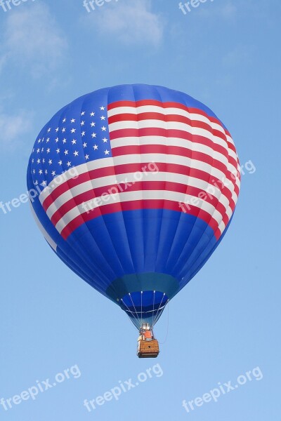 Hot Air Balloon American Flag America Blue Flag