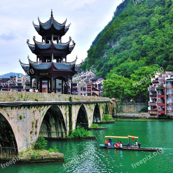 Zhenyuan Arch Bridge St Wuyang Free Photos