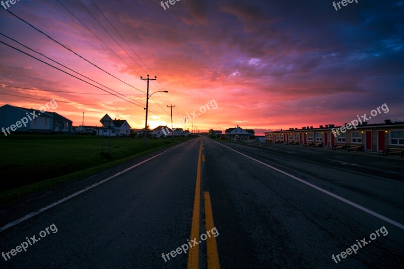 Tourist Path Road Sunset In Rural Areas Way