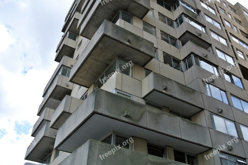 Concrete Appartements Balconies Brutalism Block