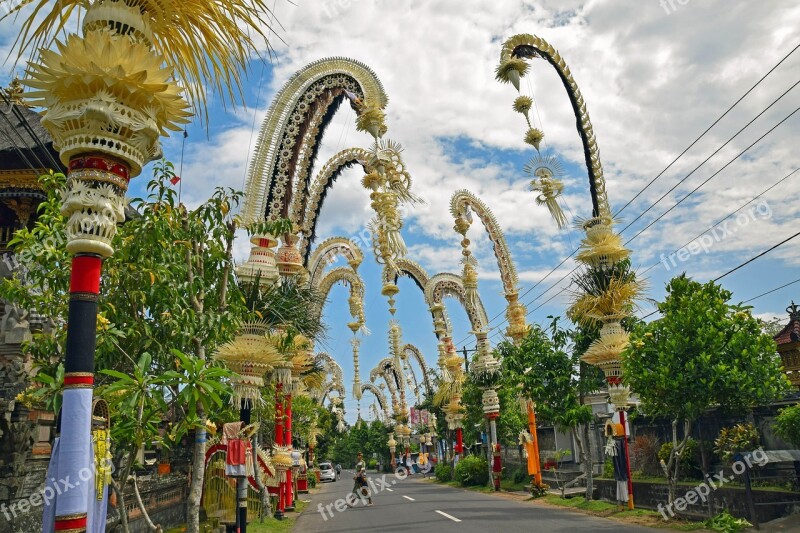 Bali Indonesia Travel Street Ceremony Ceremony