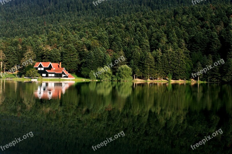 Reflection Lake Bolu Landscape Turkey