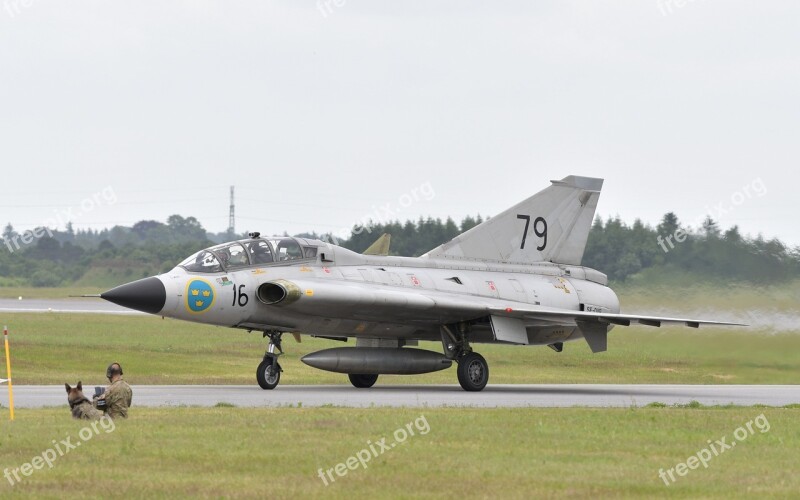 Airplane Fighter Aircraft Draken J35 Saab