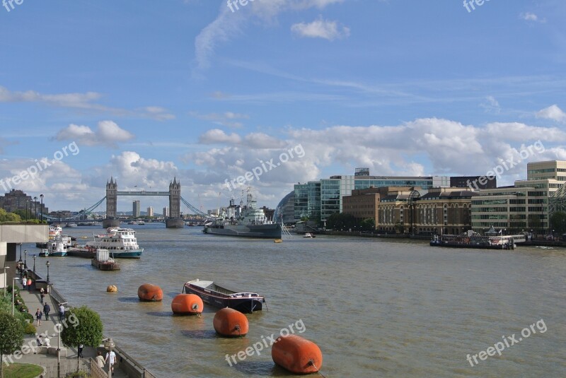 Tower Bridge Thames London Boat Free Photos