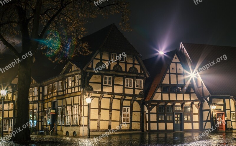 Night Historic Center Lighting Mood Cobblestones