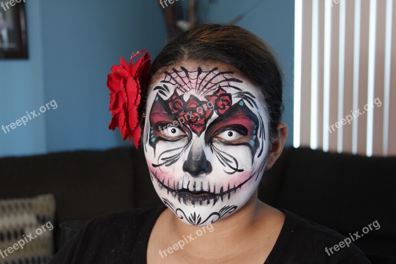 Sugar Skull Face Painting Halloween Girl Make-up