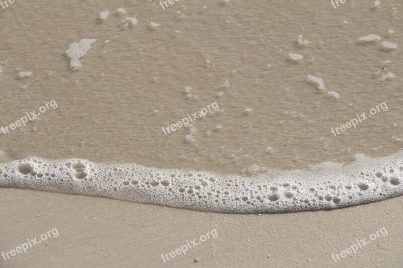 Beach Surf Bubbles Water Sand