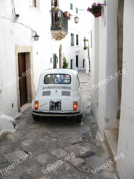 Italy Puglia Ostuni Fiat 500 Road