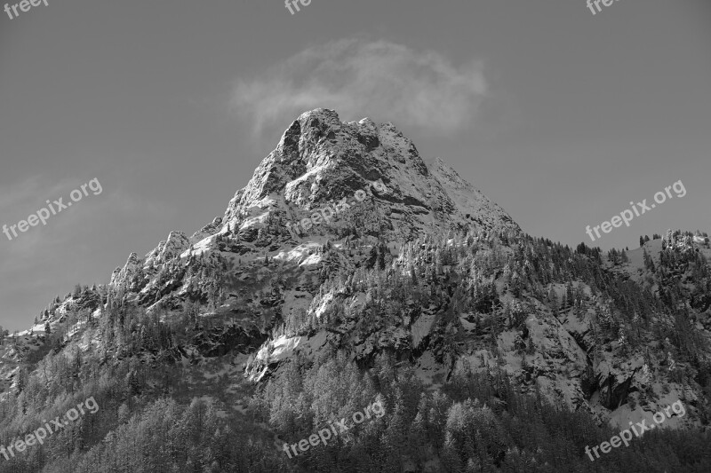 Mountain B-w Landscape Massif Chamonix