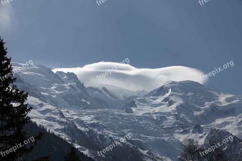 Mont Blanc Clouds Alps Mountain Chamonix