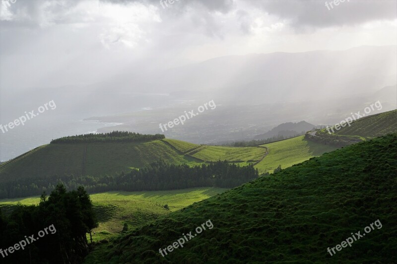 Azores Nature Sky Portugal Green