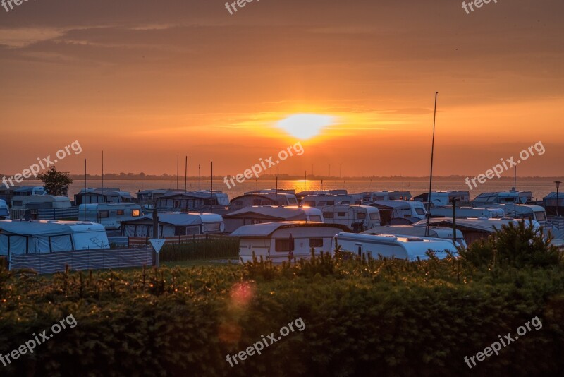 Caravan Sunset Sea Coast Beach