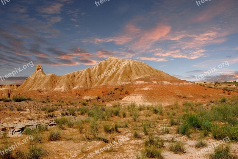 Bardenas Spain Sky Clouds Desert