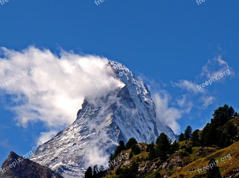 Matterhorn Alpine Switzerland Mountain Summit