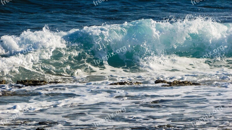 Wave Smashing Sea Beach Nature