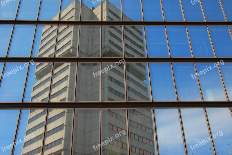 Building Architecture Reflection Blue Lines