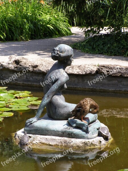 Sculpture Water Duck Botanical Garden Wrocław