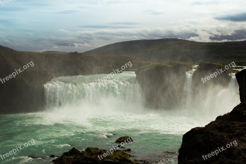 Waterfall Iceland Water Vapor Free Photos