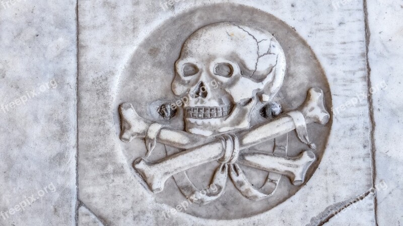 Skull Engraved Marble Tomb Pisa