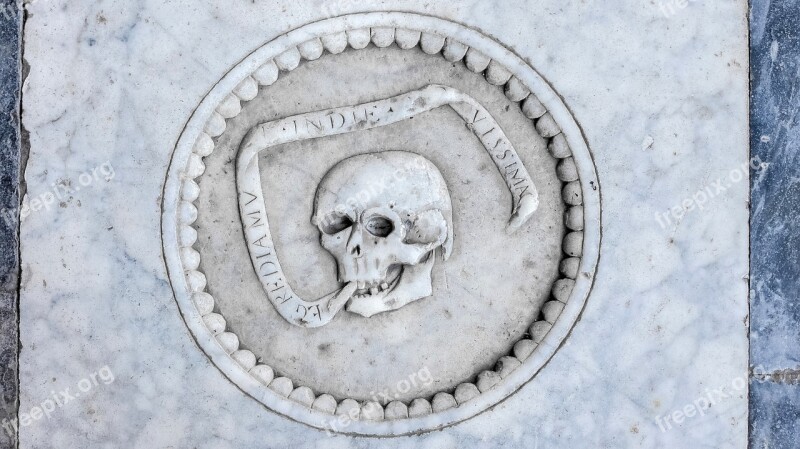 Skull Engraved Marble Tomb Pisa