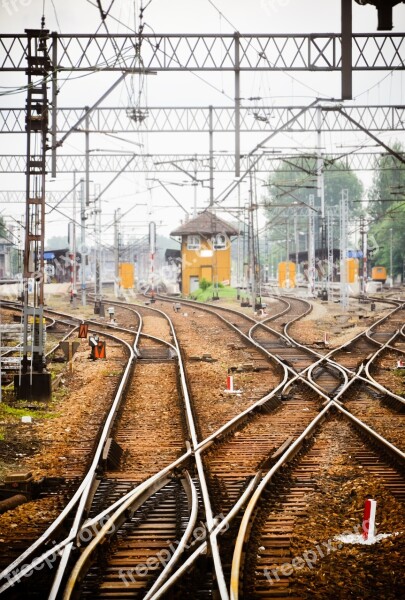 Railway The Station Railroad Tracks Transport Rails