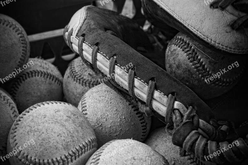 Baseball Games Practice A Black And White Photo Mitt