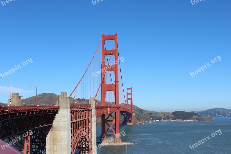 Blue Sky Bridge Golden Gate San Francisco Usa