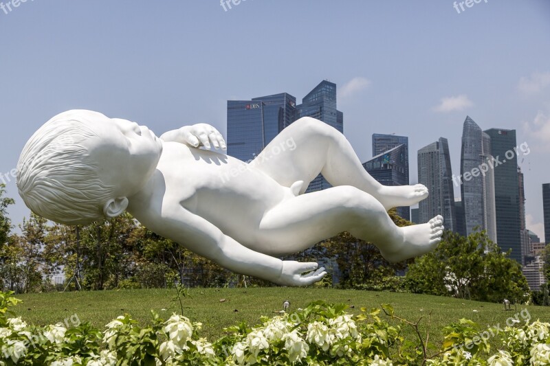 Singapore Cityscape Asia Sculpture Skyline