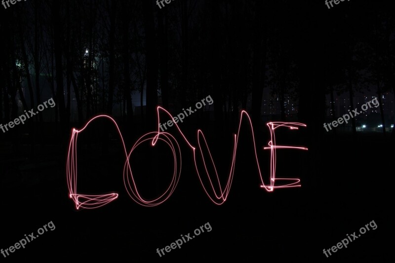 Light Painting Love Red Word Long Exposure