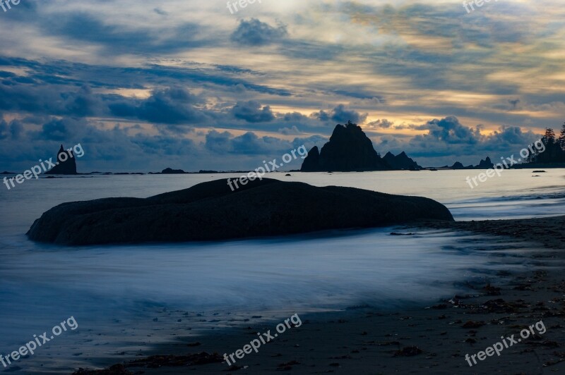 Sea Stacks Coast Beach Shore Washington