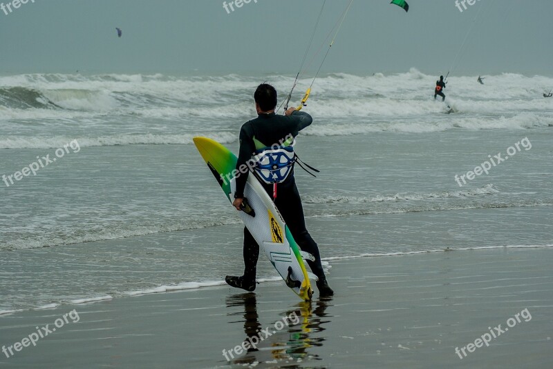 Kite Surfing Kite Surfer Waves Water Sport Free Photos