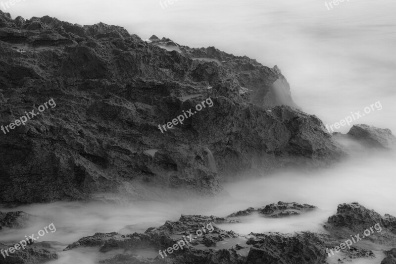 Fog Sea Rock Surf Crete