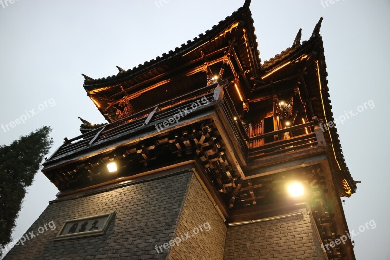 Wuzhen Turret At Dusk Building China