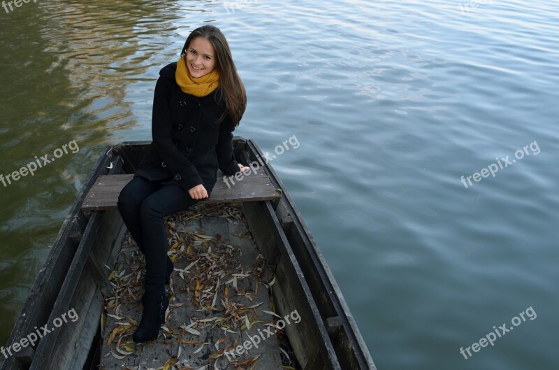 Young Woman Boat Danube Privacy Smile