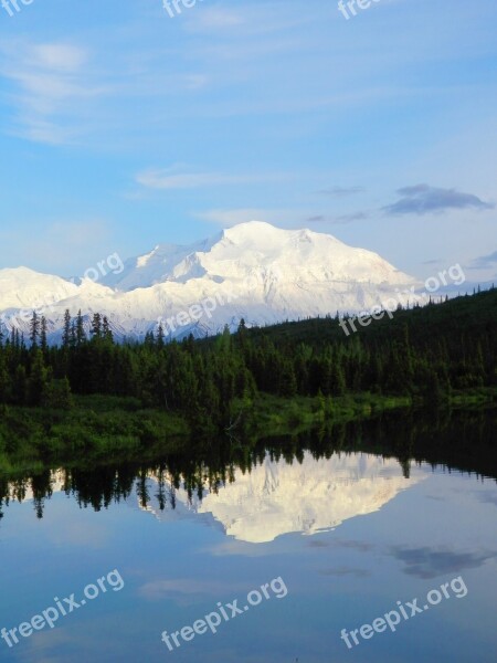 Denali Reflection Alaska Mckinley Mount