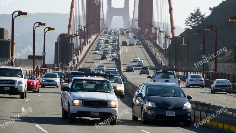 San Francisco California Usa Golden Gate Bridge Traffic