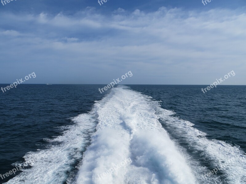 Ship Wake Boat Water Ocean