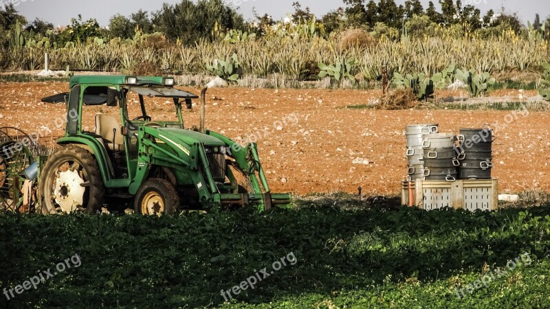 Tractor Field Harvest Potatoes Agriculture