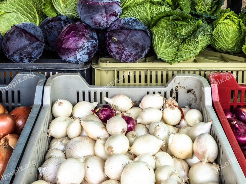 Market Onion Cabbage Vegetables Plant