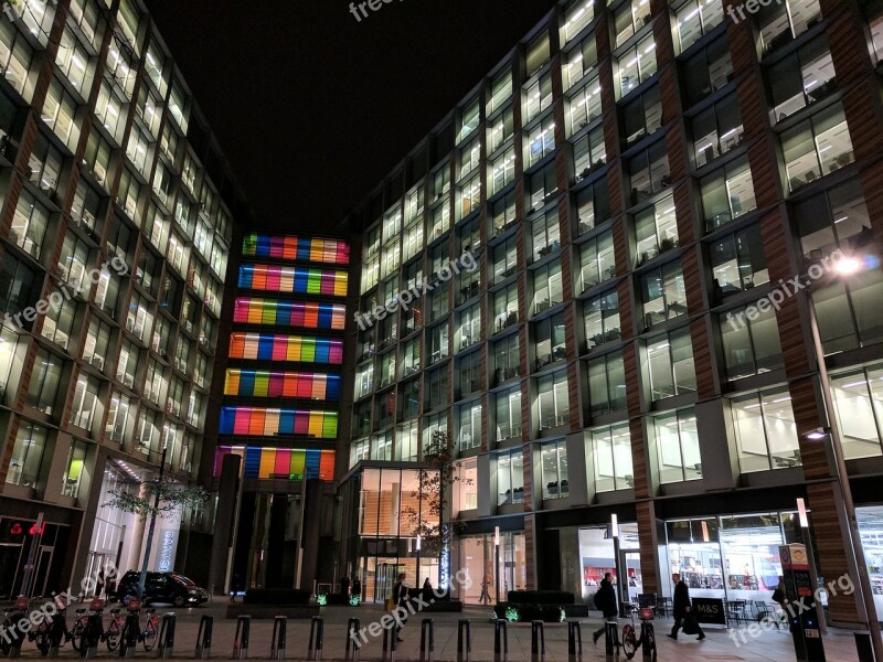 Lights Night Skyline London Bright