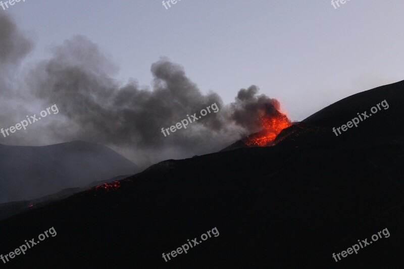 Eruption Etna Explosion Volcano Italy