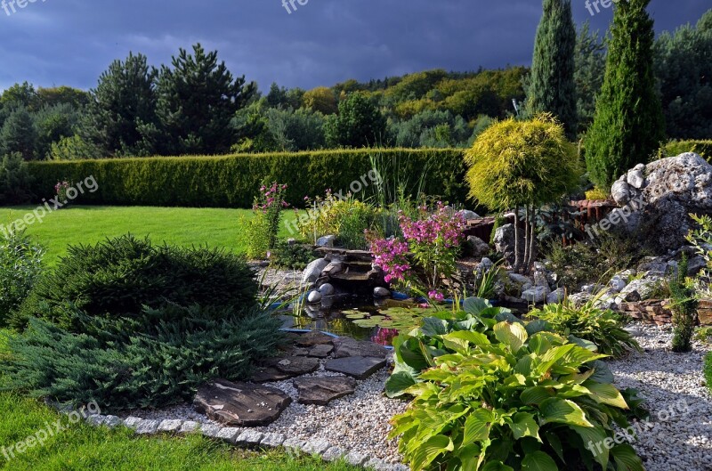 Garden Pond Rockery Free Photos