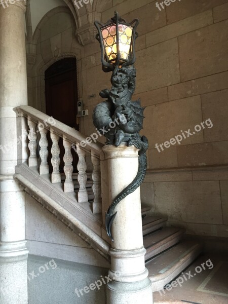 Staircase Dragon Lamp Free Photos