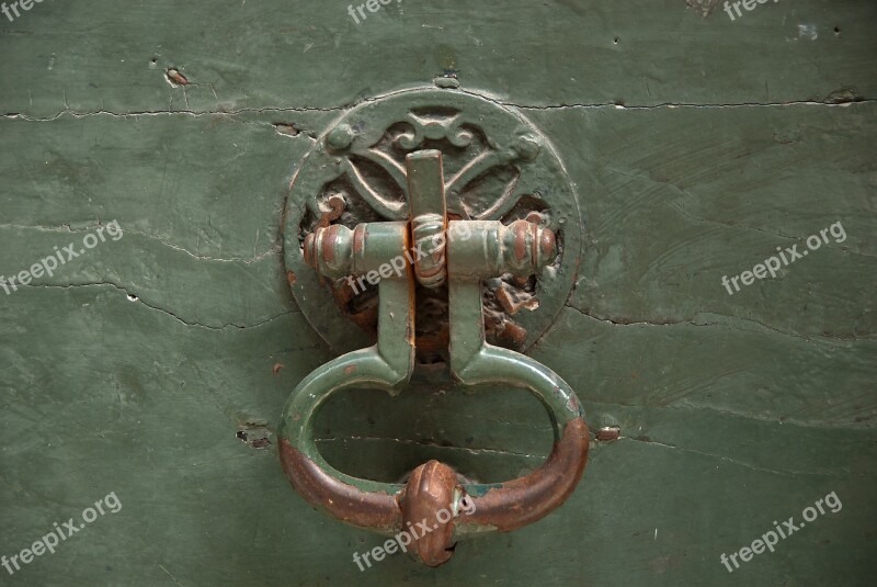 Doorknocker Vintage Green Door Free Photos