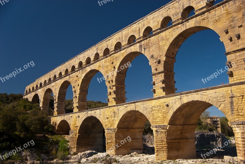 Bridge Pont Du Gard France Aqueduct Building