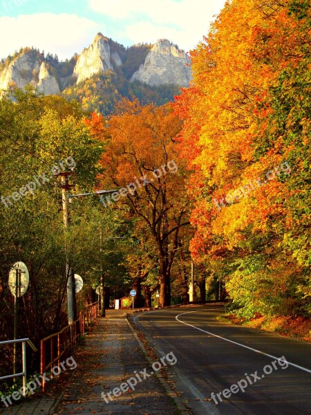 Autumn Way Mountains Landscape Highway