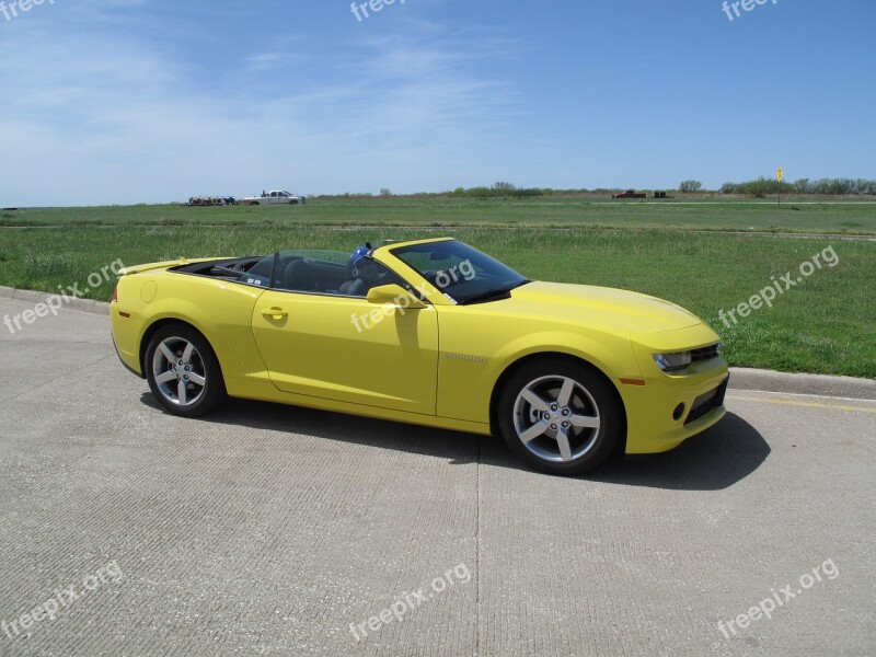 Chevrolet Camaro Cabrio Yellow Free Photos