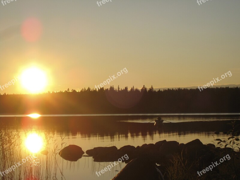 Lake Beach Västerbotten Commodity Swamp Sunset