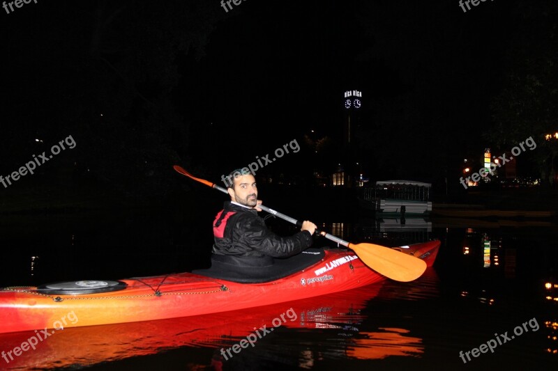 Kayak Night Riga Tunnel Free Photos